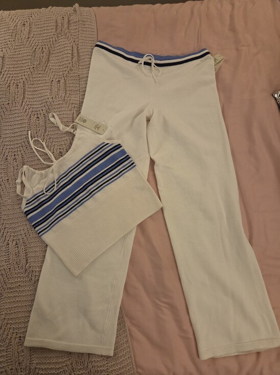 No Boundaries Other - No Boundaries White Tee with Light Blue Trim 2 Pc Set